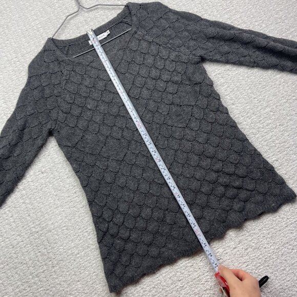 Alfred Sung Cable Knit Crochet Style Women Sz M Grey Charcoal Long sleeve - Picture 7 of 9